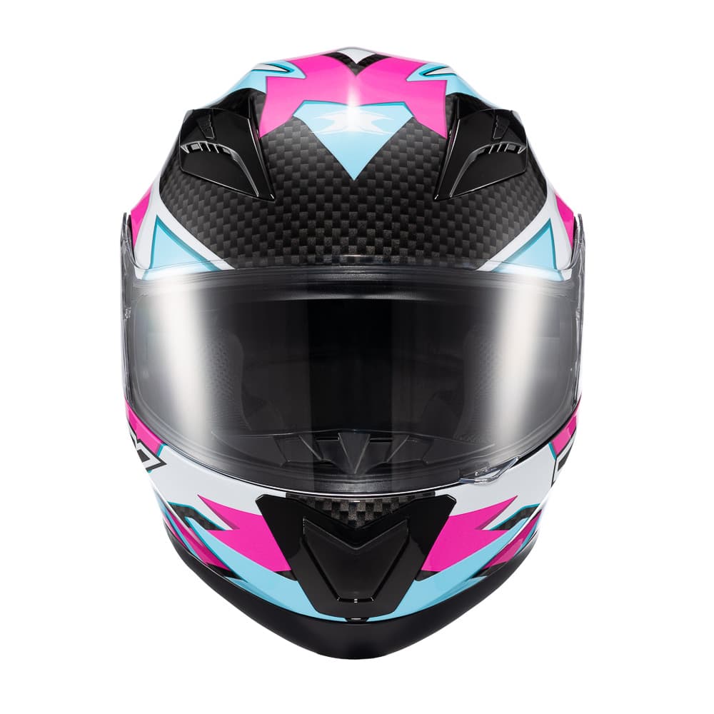Capacete TEXX Strike Ride Azul Rosa Branco Preto Brilho