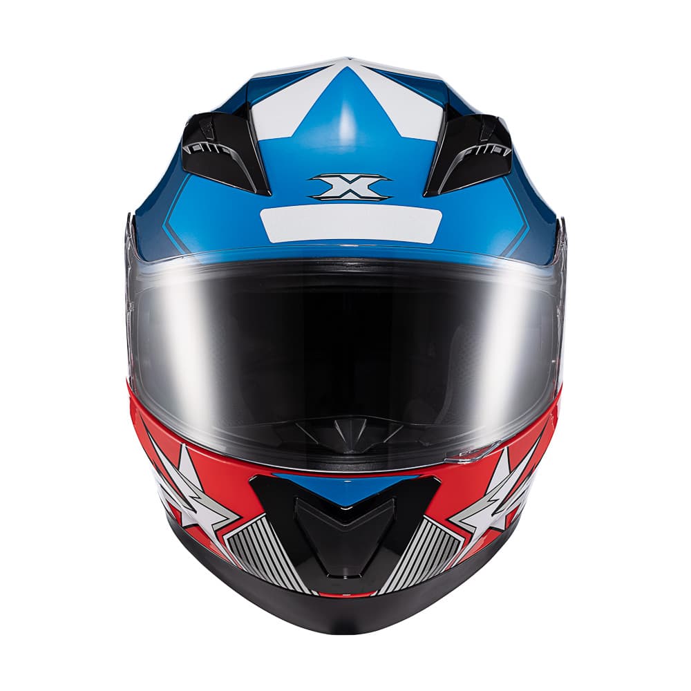 Capacete TEXX Strike Superstar Azul Vermelho Branco Brilho