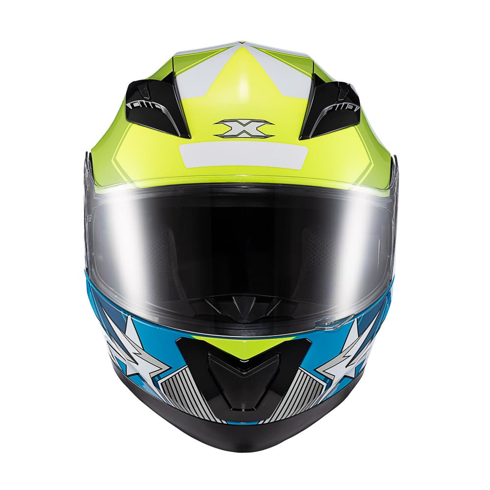 Capacete TEXX Strike Superstar Verde Azul Branco Brilho