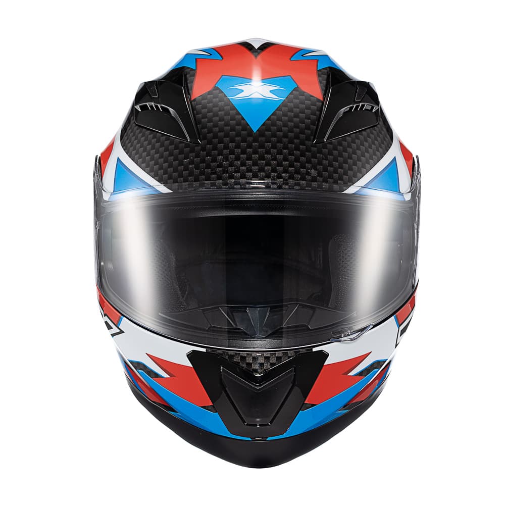 Capacete TEXX Strike Ride Azul Vermelho Branco Preto Brilho